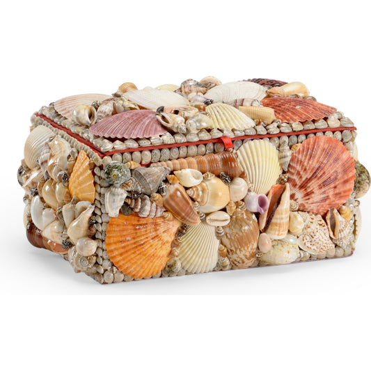 Shell Box by Chelsea House in white, red. Made from shell in a coastal style.