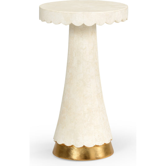 Puttick Side Table by Chelsea House in white, gold. Made from agate, wood in a transitional style.