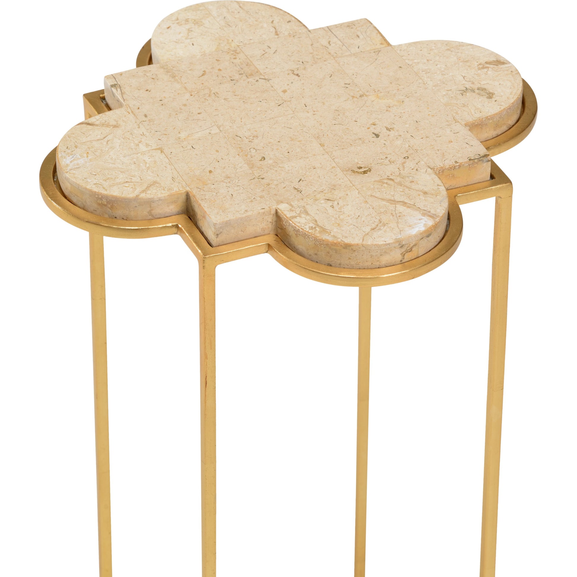 Bristol Drink Table by Chelsea House in antique gold, natural cream. Made from stone in a modern style.