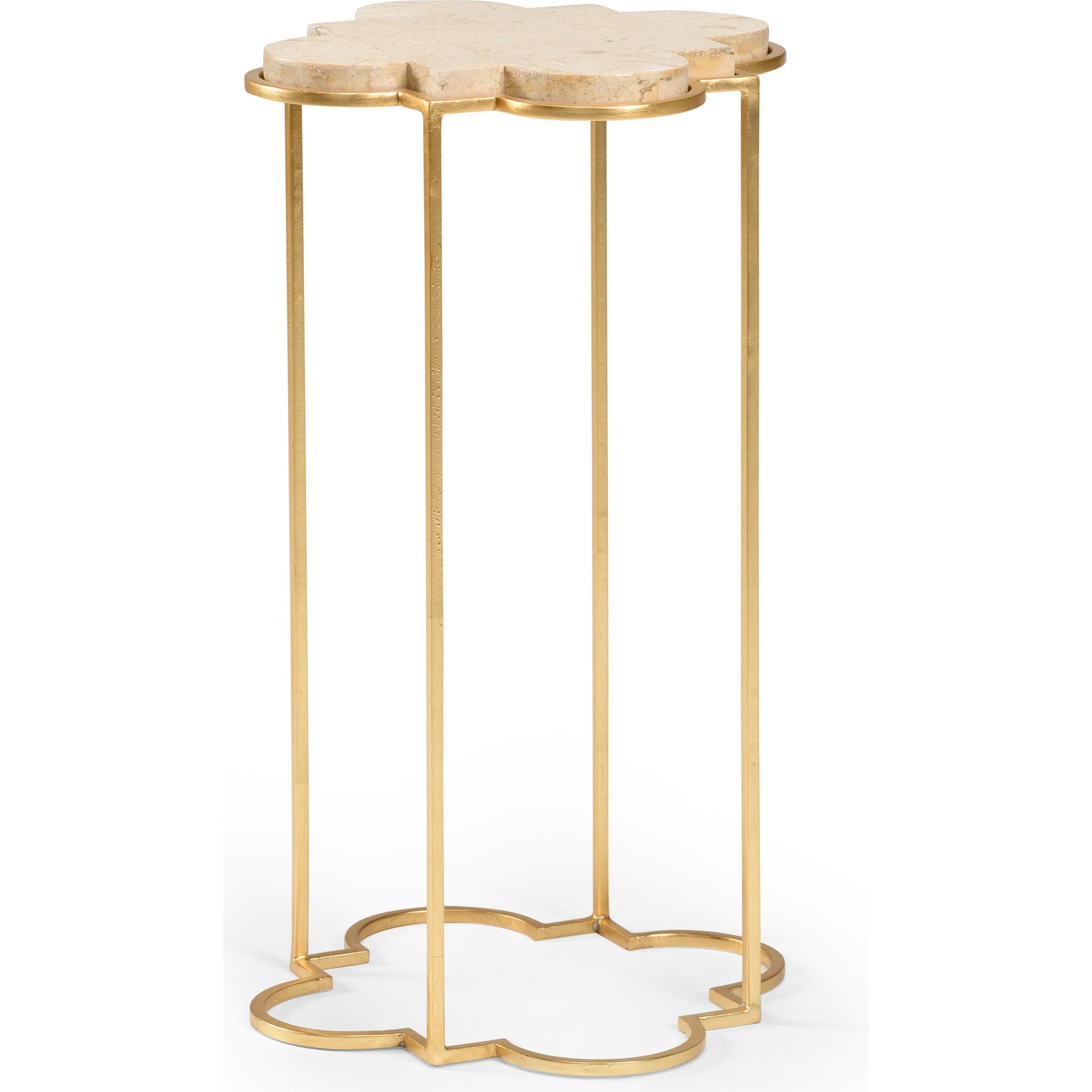 Bristol Drink Table by Chelsea House in antique gold, natural cream. Made from stone in a modern style.