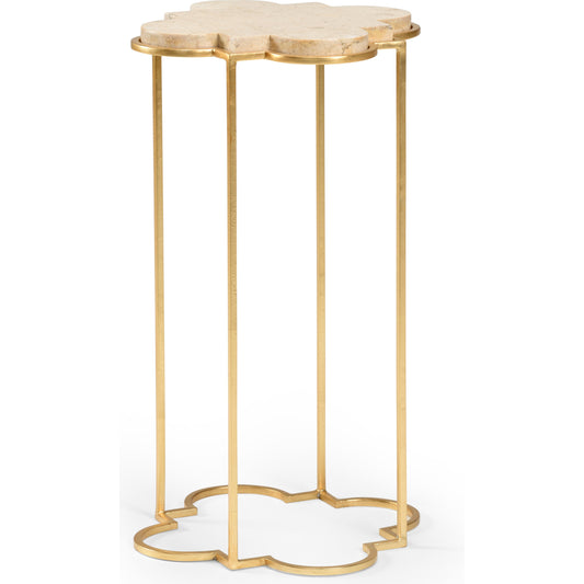 Bristol Drink Table by Chelsea House in white, gold. Made from stone in a modern style.