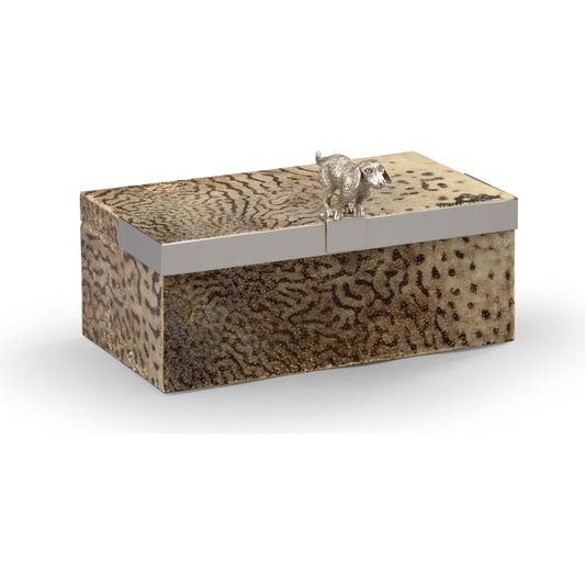 Duke Box by Chelsea House in silver, brown. Made from puffer finish skin, brass in a eclectic & global style.
