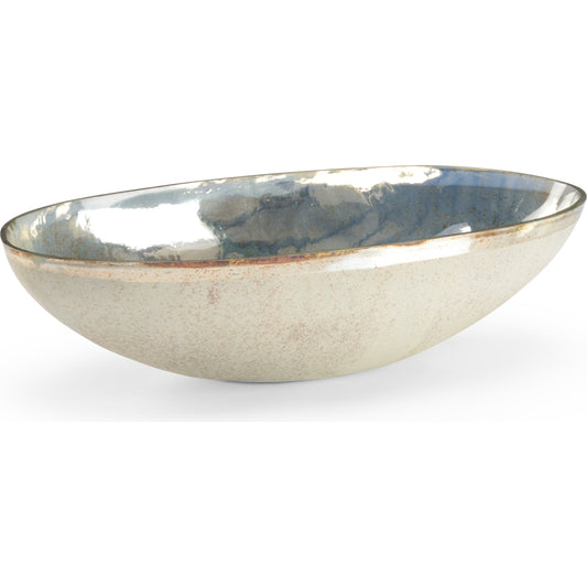 Melton Bowl by Chelsea House in rusticated white, nickel. Made from glass in a eclectic & global style.