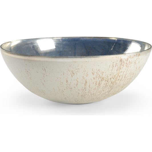 Melton Bowl by Chelsea House in rusticated white, nickel. Made from glass in a eclectic & global style.