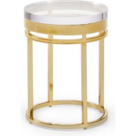 Shelby End Table by Chelsea House in clear, gold. Made from metal, acrylic in a transitional style.