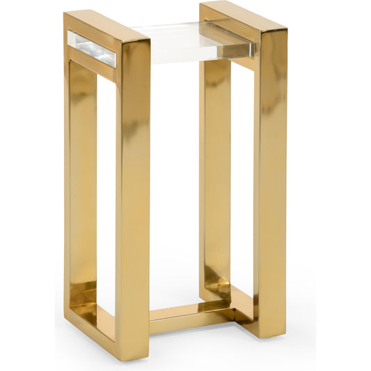 Burge Side Table by Chelsea House in clear, gold. Made from metal, acrylic in a modern style.