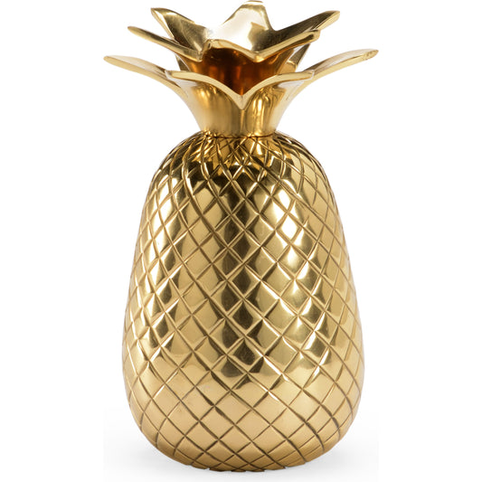 Pineapple Candlestick by Chelsea House in polished brass. Made from metal in a coastal style.