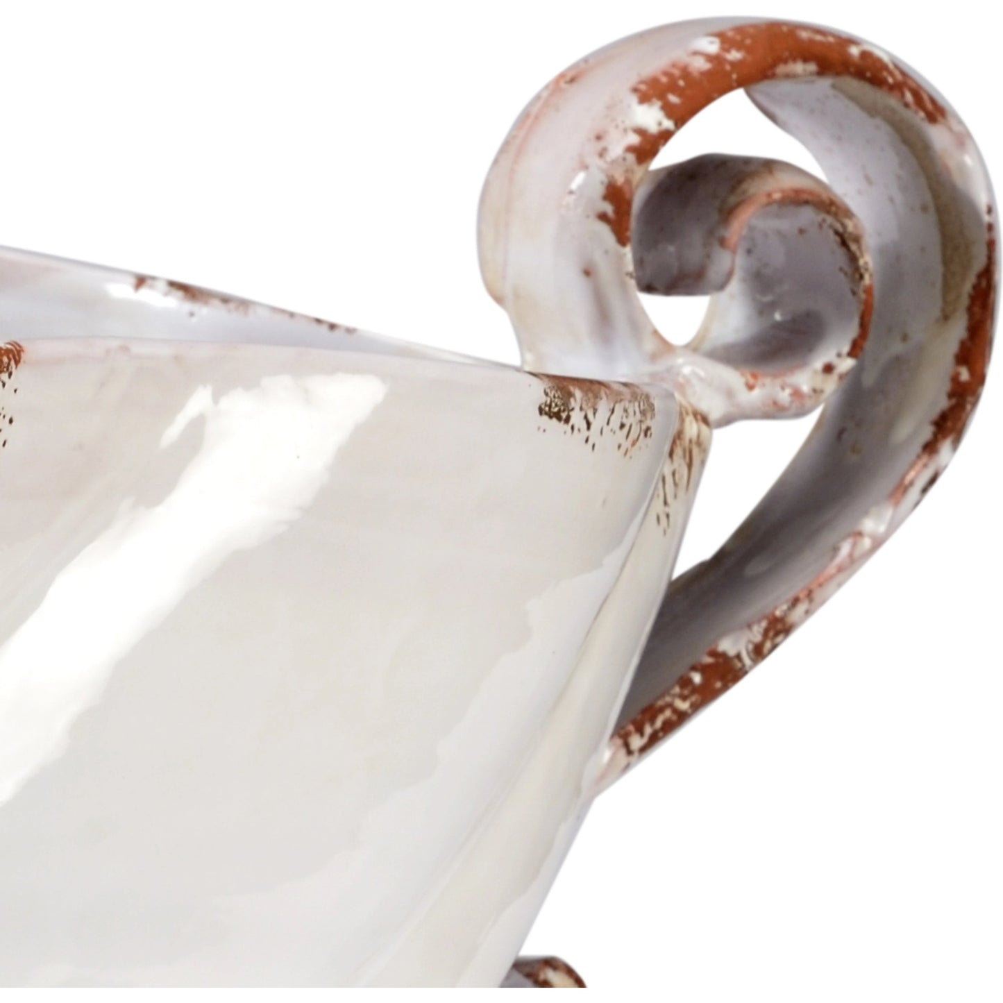 002 SR-384166 | Closeup | Tuscan Oval Bowl by Chelsea House in antique white glaze. Made from ceramic in a cottage & farmhouse style.