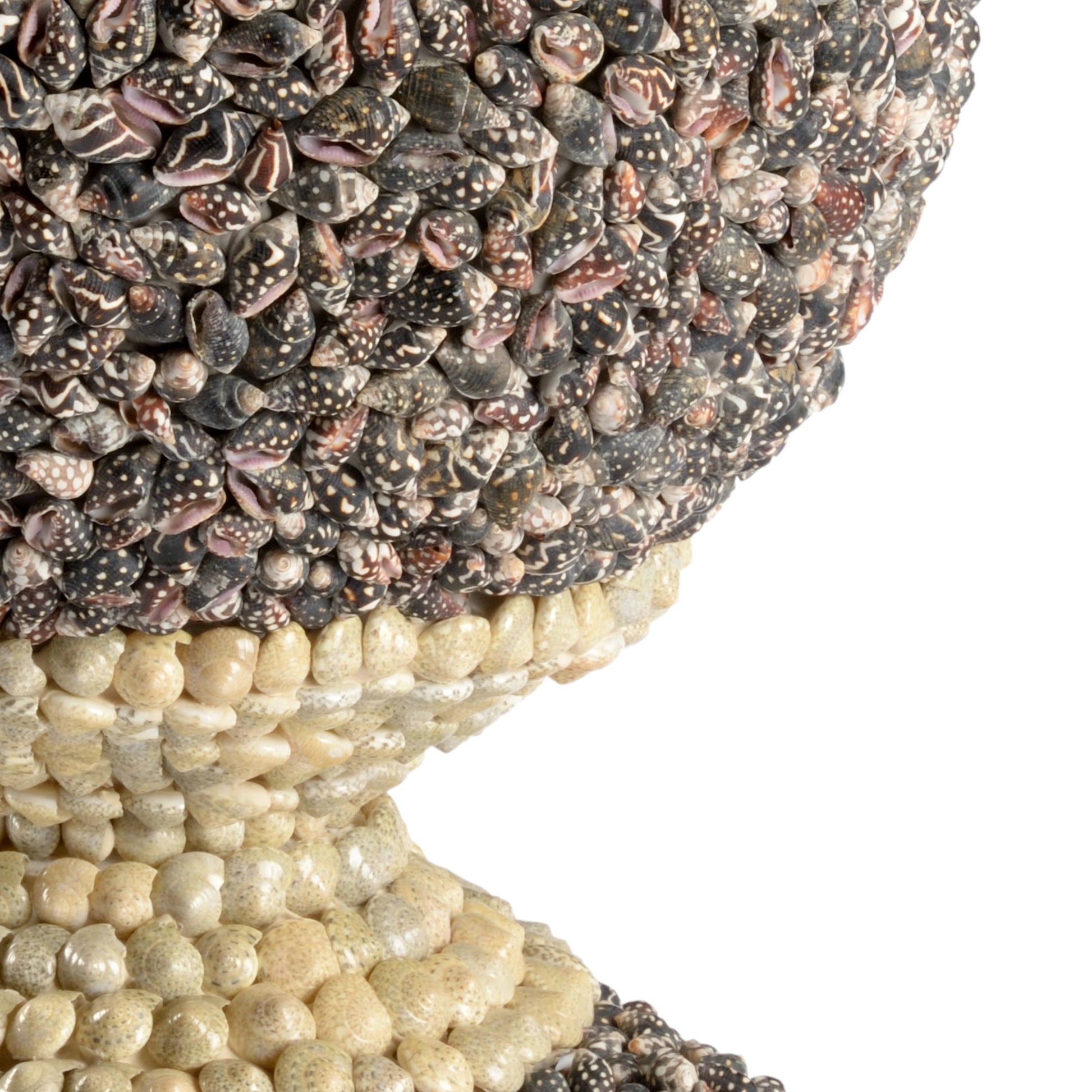 Multicolor Shell Finial by Chelsea House in natural nassa, umbonium. Made from shells in a coastal style.