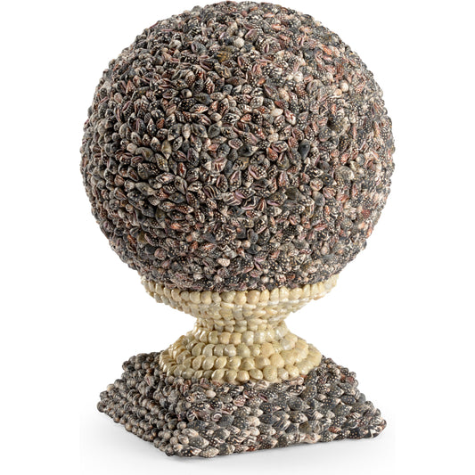 Multicolor Shell Finial by Chelsea House in natural nassa, umbonium. Made from shells in a coastal style.