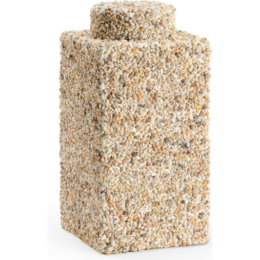 Tea Caddy by Chelsea House in white, gray. Made from shells in a coastal style.