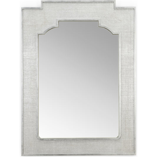 Yangon Mirror by Chelsea House in silver. Made from raffia, wood, mirror in a transitional style.