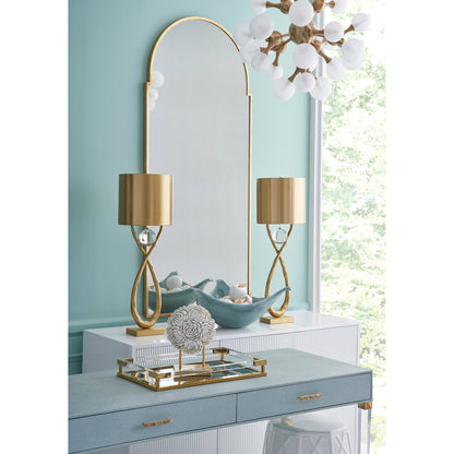 Acrylic Handle Tray by Chelsea House in clear, antique brass. Made from crystal, iron in a transitional style.