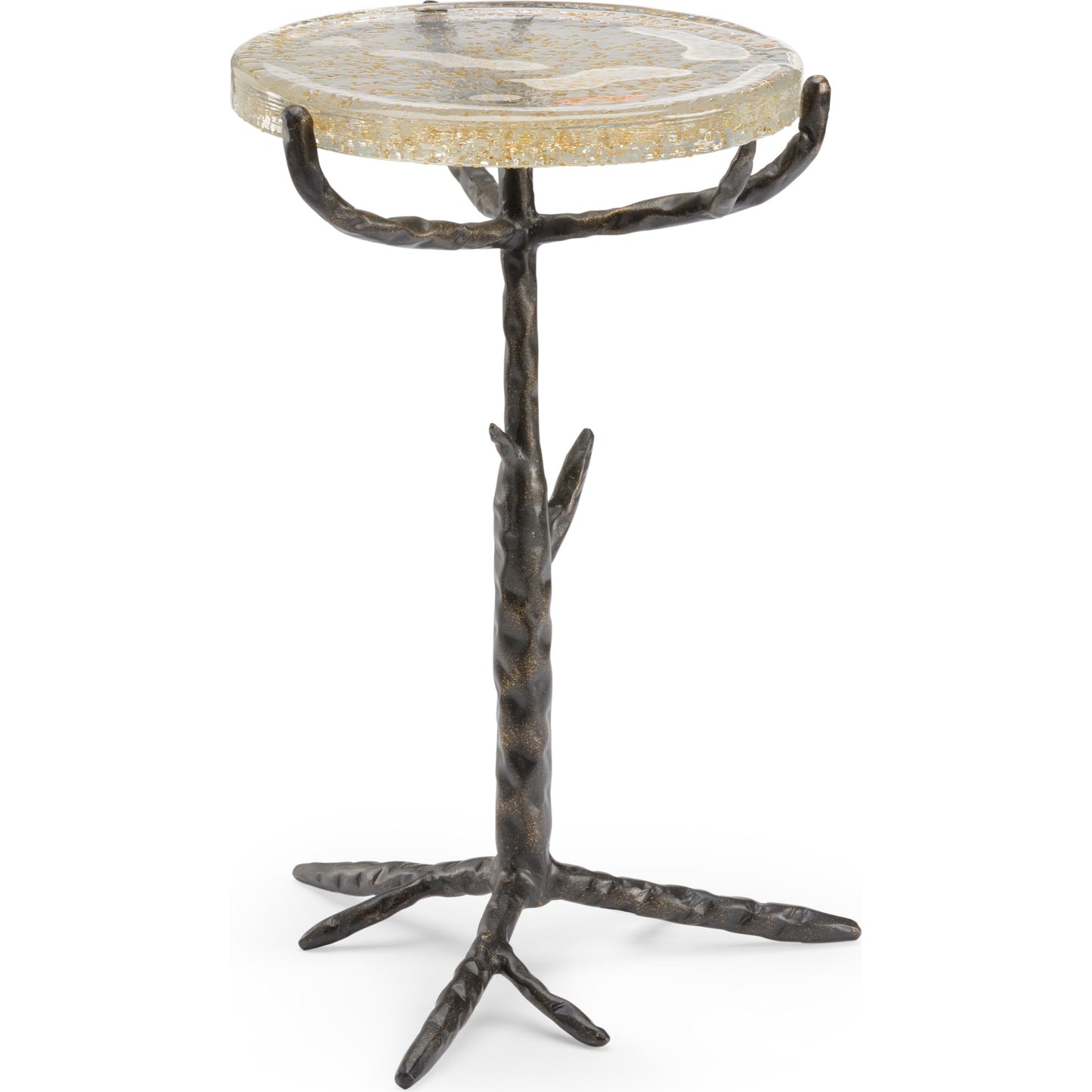001 SR-382155 | Primary Silo | Bronze Twig Side Table by Chelsea House in seeded, bronze. Made from glass, iron in a rustic style.
