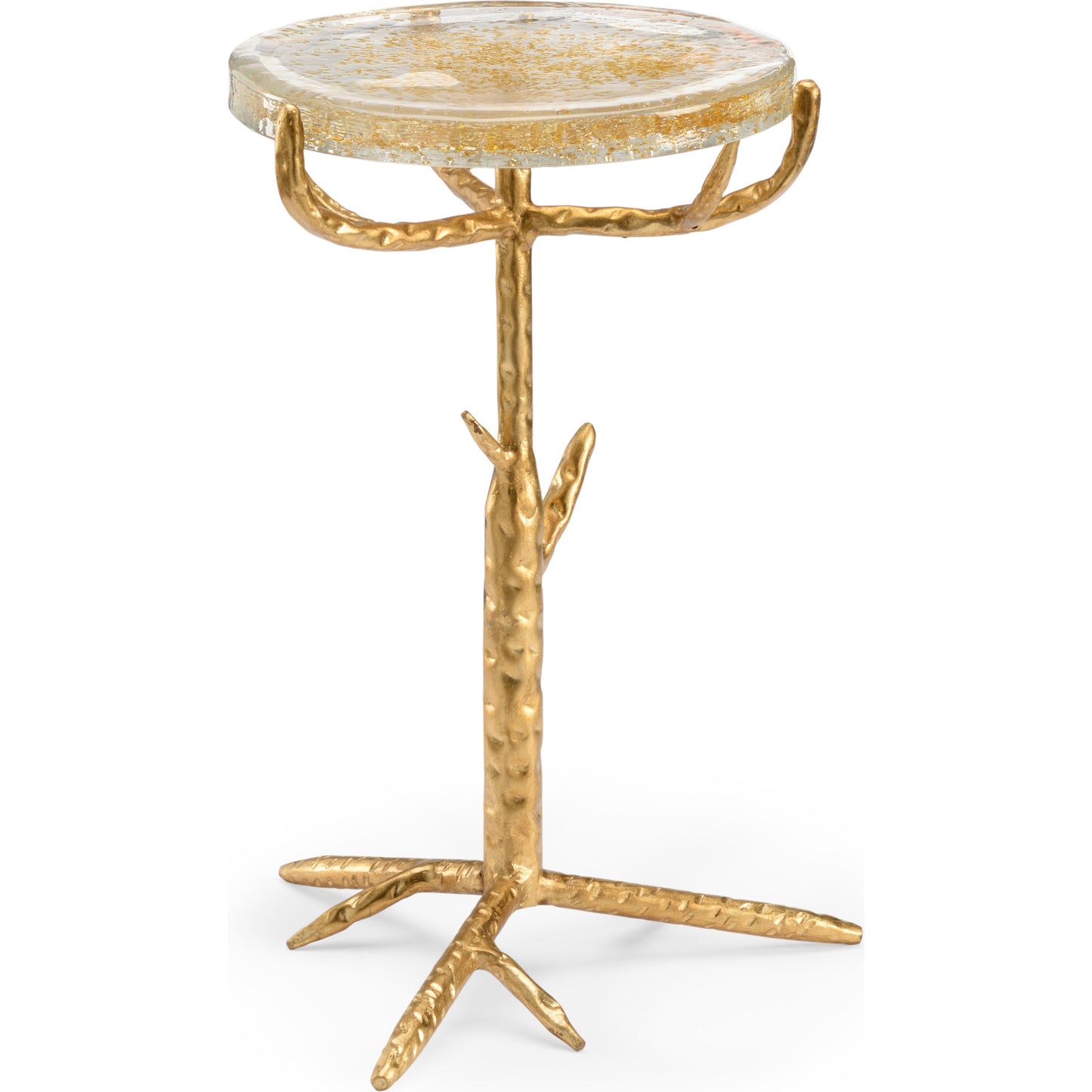 001 SR-382821 | Primary Silo | Gold Twig Side Table by Chelsea House in seeded, gold. Made from glass, iron in a eclectic & global style.