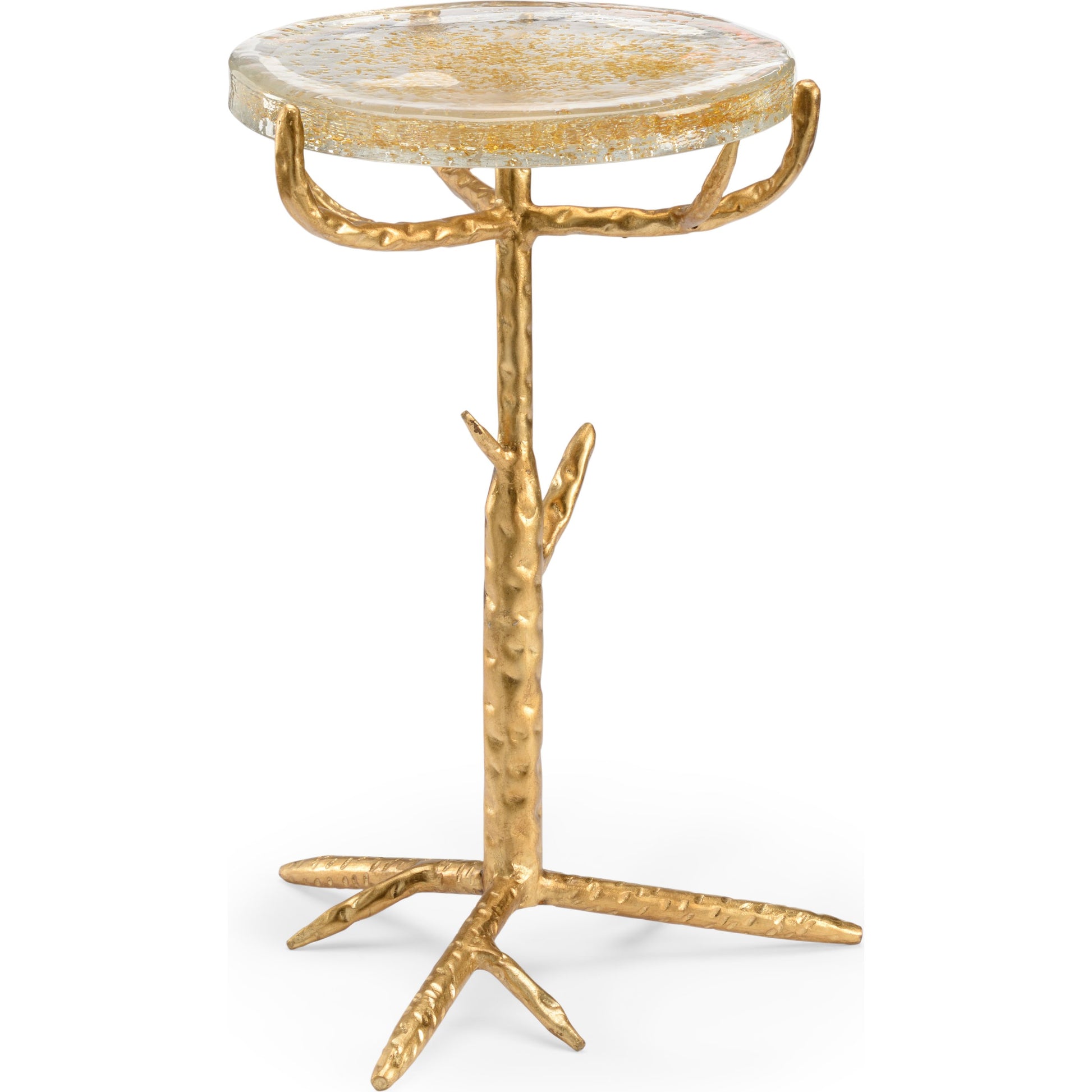 Gold Twig Side Table by Chelsea House in seeded, gold. Made from glass, iron in a eclectic & global style.