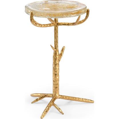 Gold Twig Side Table by Chelsea House in seeded, gold. Made from glass, iron in a eclectic & global style.