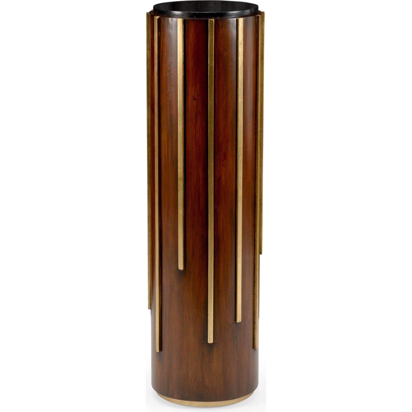 001 SR-382527 | Primary Silo | Drip Drop Pedestal by Chelsea House in brown, antique gold, natural black. Made from wood, metal, marble in a modern style.