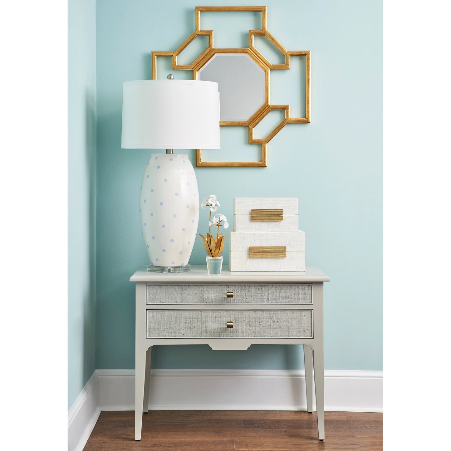 004 SR-381928 | Additional Silo | Auricula by Chelsea House in clear, antique gold leaf, matte white. Made from crystal, iron, porcelain in a modern style.