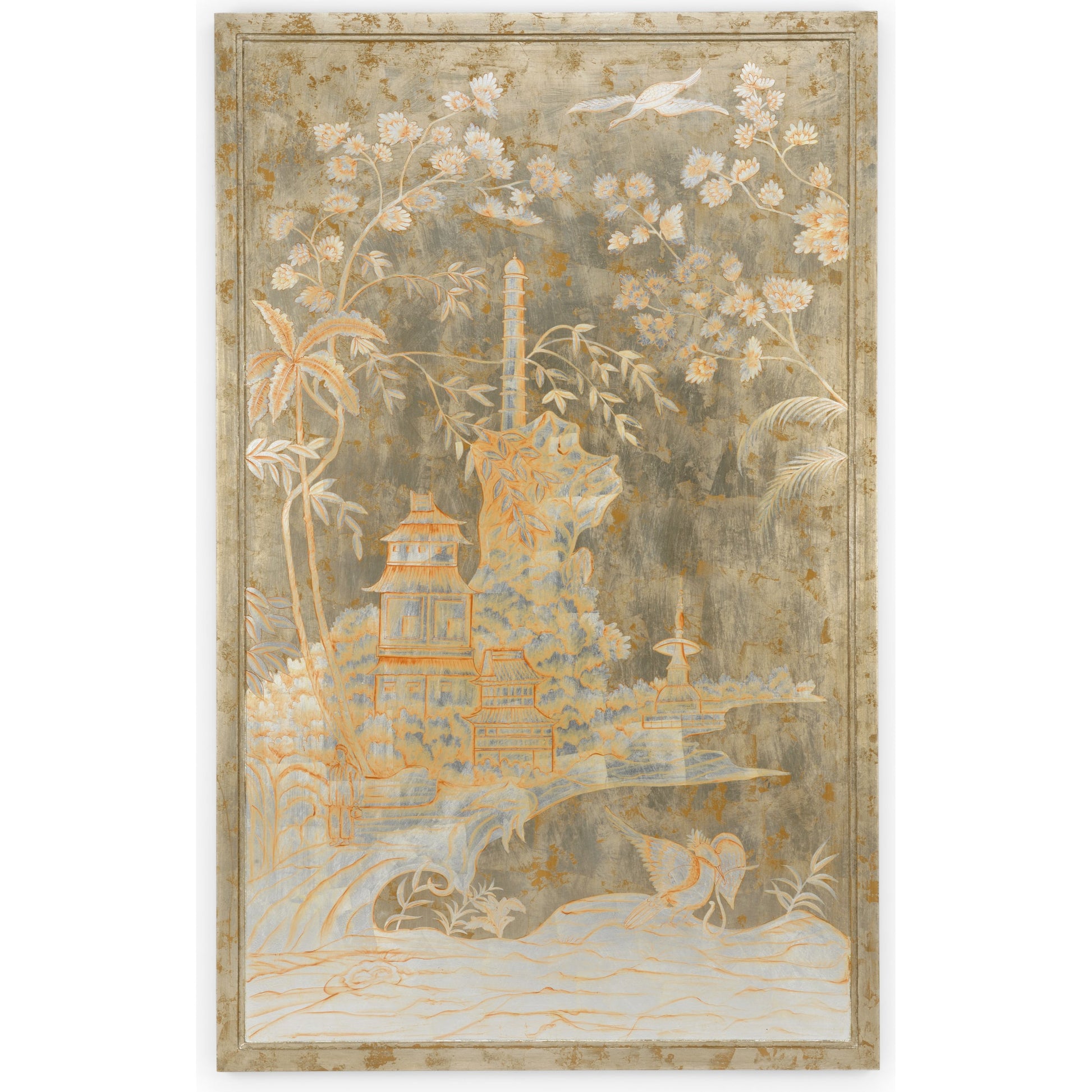 Chinoiserie Panel II by Chelsea House in silver, gold. Made from wood in a eclectic & global style.