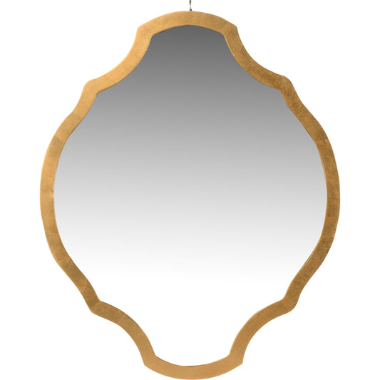 Myrtle Grove Mirror by Chelsea House in antique gold leaf, clear. Made from iron, mirror in a transitional style.