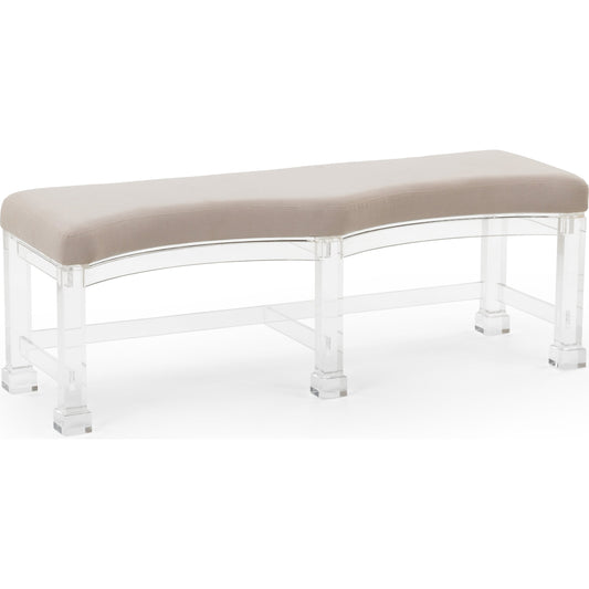 Hollywood Acrylic Bench by Chelsea House in clear, white. Made from acrylic, muslin in a transitional style.