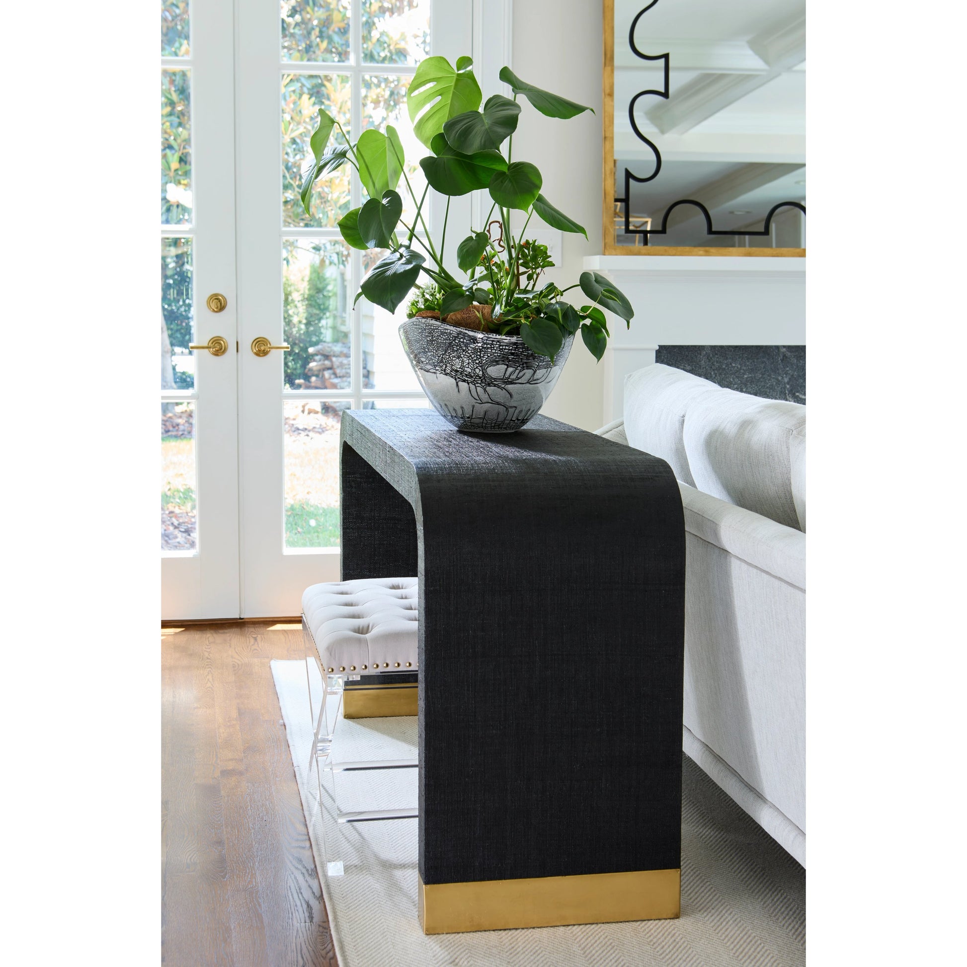 Soho Tufted Bench by Chelsea House in clear, natural. Made from acrylic, muslin in a transitional style.