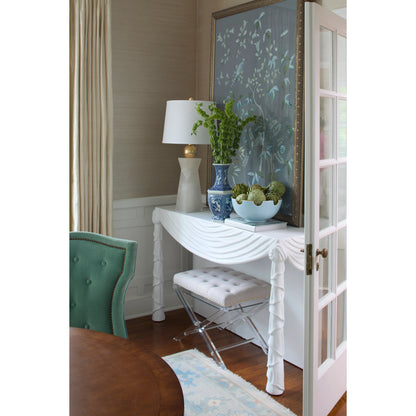 Soho Tufted Bench by Chelsea House in clear, natural. Made from acrylic, muslin in a transitional style.