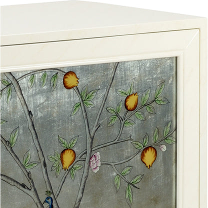 Chinoiserie Cabinet by Chelsea House in walnut, silver leaf. Made from wood, glass in a modern style.