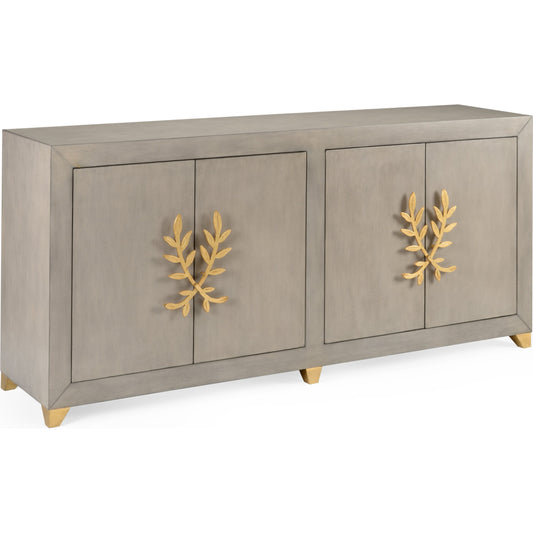Long Leaf Console by Chelsea House in gray, gold. Made from wood, metal in a transitional style.