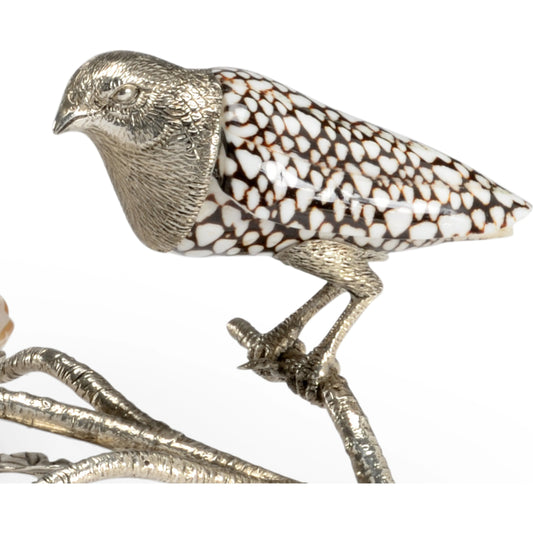 Bird and Shell Tray by Chelsea House in natural, silver plated. Made from shells, brass in a transitional style.