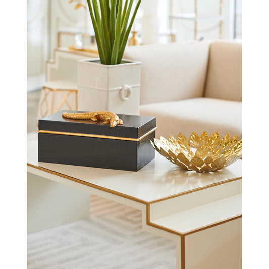 Alligator Box by Chelsea House in black, leatherette, antique gold. Made from wood, composite in a coastal style.