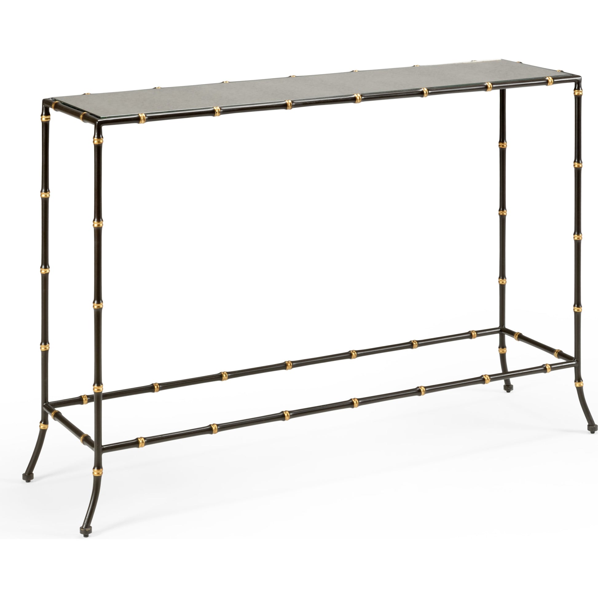 Saigon Console by Chelsea House in espresso, gold, antique, beveled. Made from metal, mirror in a eclectic & global style.