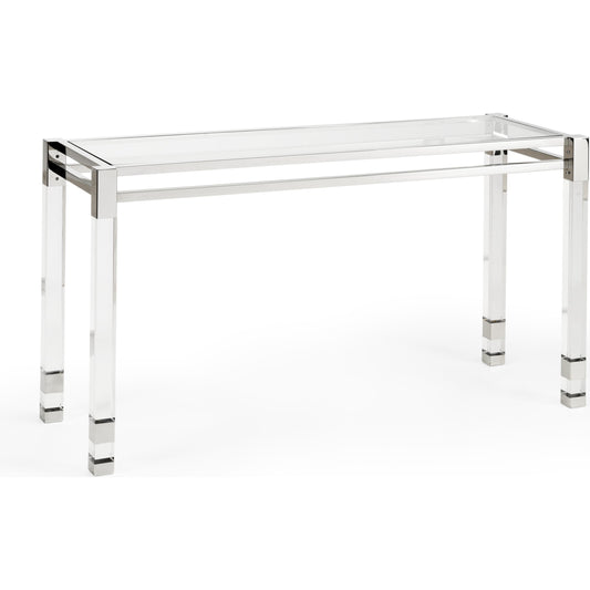 Vancouver Console by Chelsea House in clear, silver. Made from acrylic, glass, metal in a modern style.