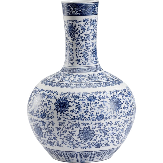 Edo Vase by Chelsea House in white, blue, matte. Made from ceramic in a cottage & farmhouse style.