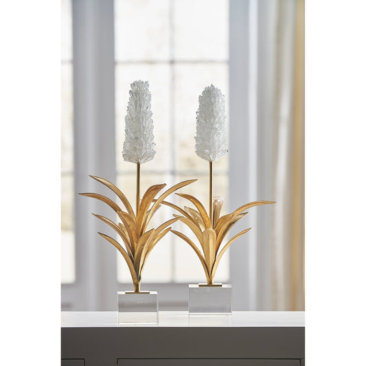 Hyacinth by Chelsea House in natural, antique gold leaf, clear. Made from rock crystal, iron in a transitional style.