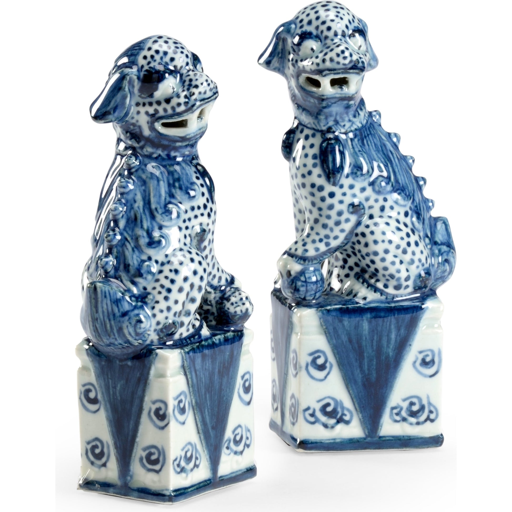 Blue and White Palace Dogs by Chelsea House in blue, white glaze, hand painted. Made from ceramic in a eclectic & global style.