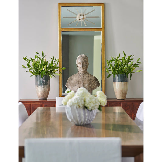 Crystal Trumeau Mirror by Chelsea House in antique, clear, beveled, natural gold. Made from wood, mirror, rock crystal in a transitional style.