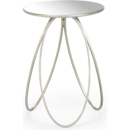 Tri-Leg Table by Chelsea House in silver. Made from metal, mirror in a modern style.