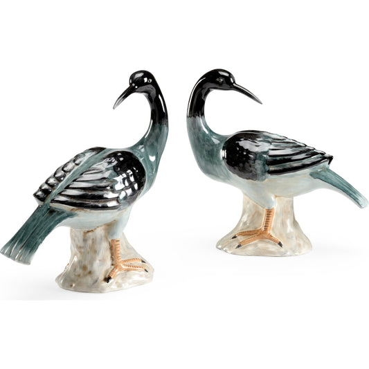 Loon Sculptures (Set of 2) by Chelsea House in hand painted. Made from ceramic in a coastal style.