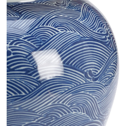 Ocean Ginger Jar by Chelsea House in blue, white. Made from ceramic in a transitional style.