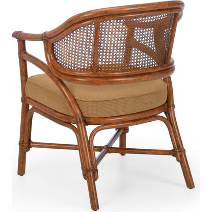 Remington Chair by Chelsea House in white, brown, woven. Made from rattan, fabric in a coastal style.