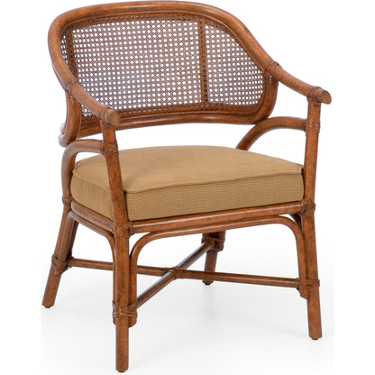 Remington Chair by Chelsea House in white, brown, woven. Made from rattan, fabric in a coastal style.