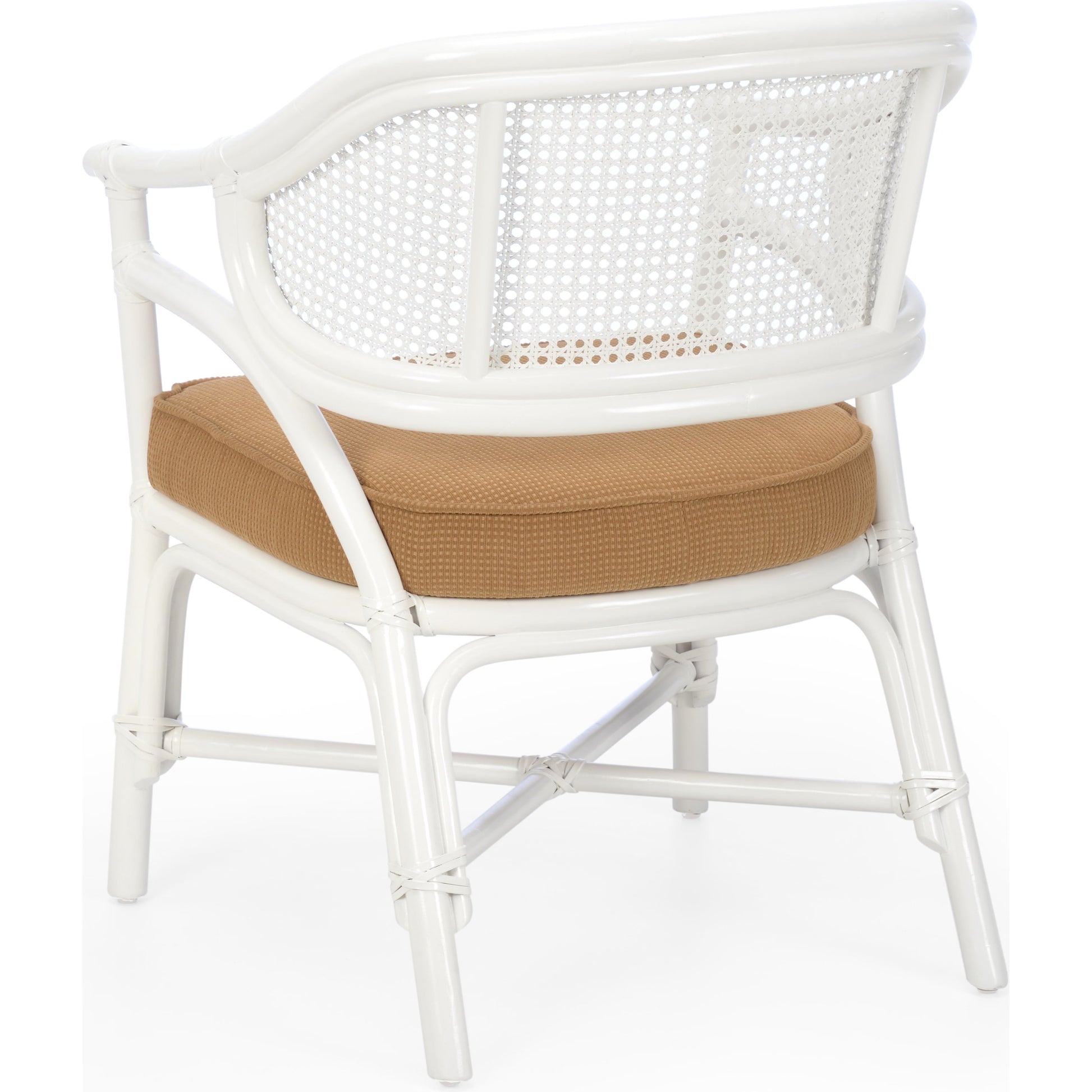 Remington Chair by Chelsea House in white, brown, woven. Made from rattan, fabric in a coastal style.