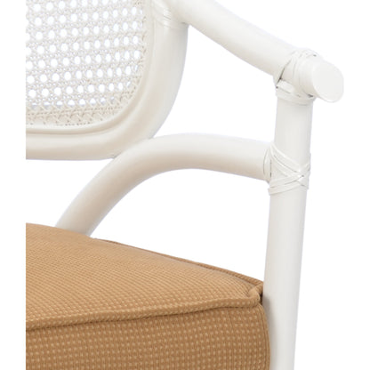 Remington Chair by Chelsea House in white, brown, woven. Made from rattan, fabric in a coastal style.