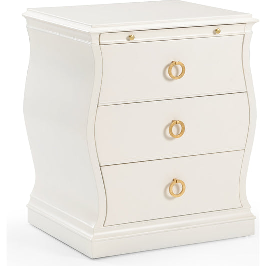 Gail Drawer Chest by Chelsea House in antique white, gold leaf. Made from wood, aluminum in a transitional style.