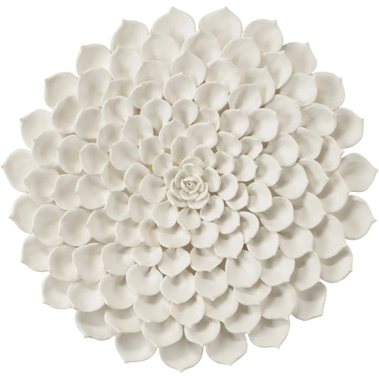 Succulent Wall Sculpture by Chelsea House in white, green. Made from ceramic, acrylic, wood in a transitional style.