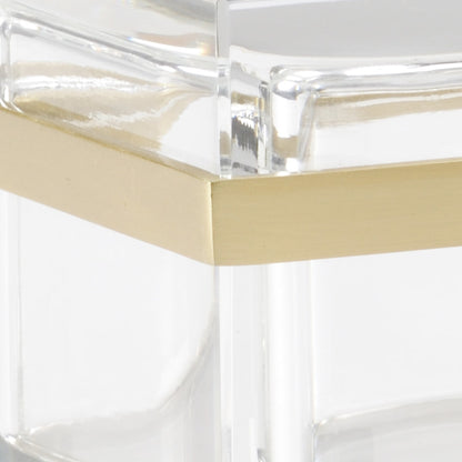 Crystal Rectangular Jewel Box by Chelsea House in clear, antique. Made from crystal, brass in a transitional style.