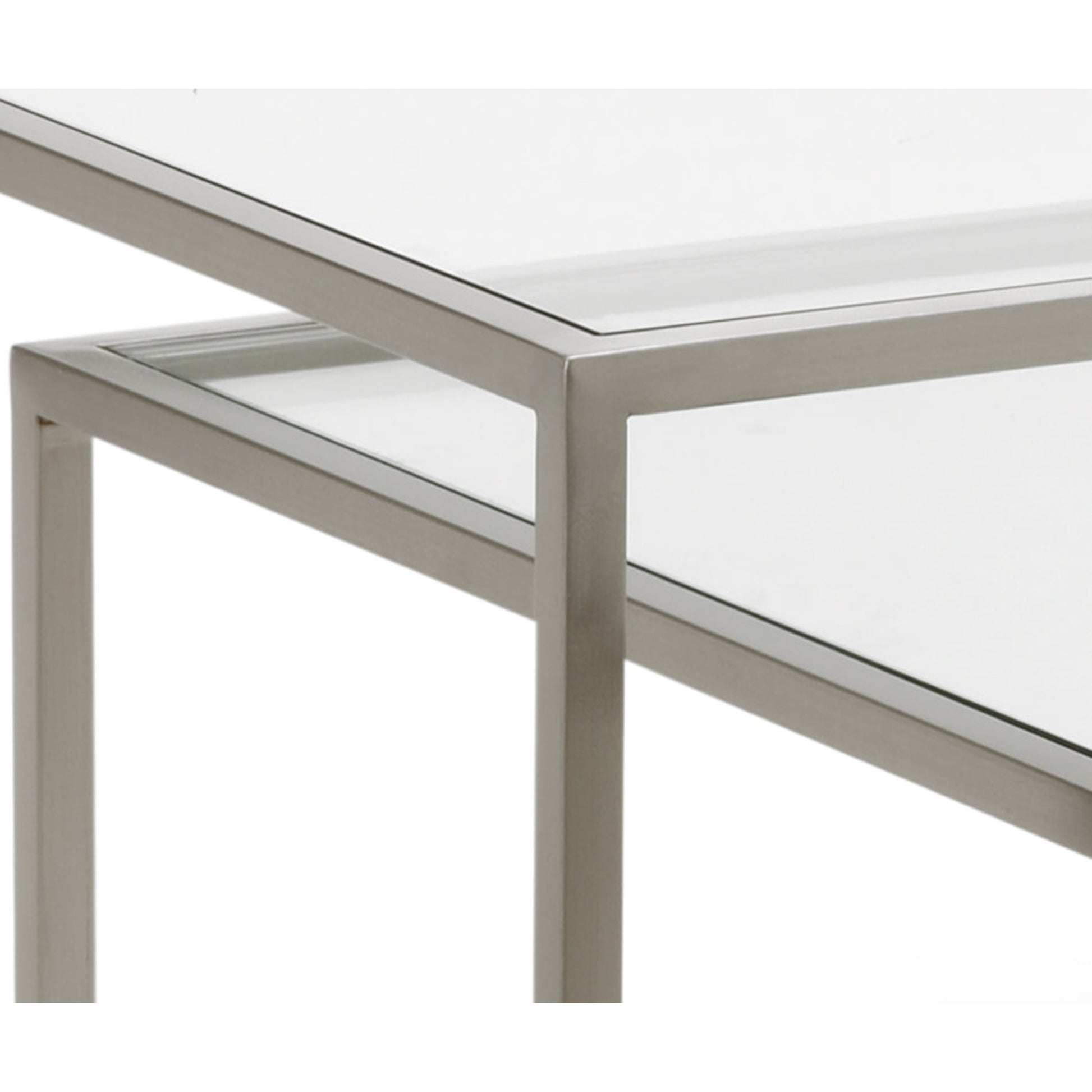 Nested Cocktail Tables by Chelsea House in gold leaf, clear. Made from gold leaf finish - iron in a modern style.