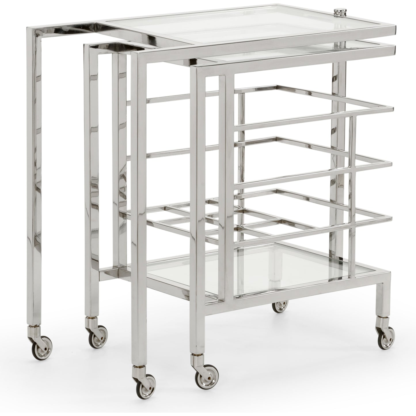 002 SR-837011 | Additional Silo | Rankin Bar Cart by Chelsea House in polished nickel, clear. Made from metal, glass in a modern style.